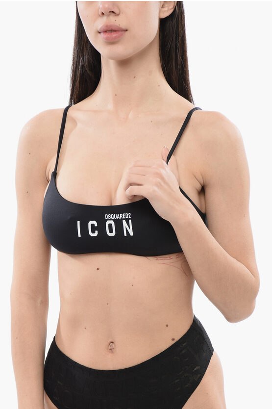 DSQUARED2 BIKINI TOP WITH CONTRASTING LOGO