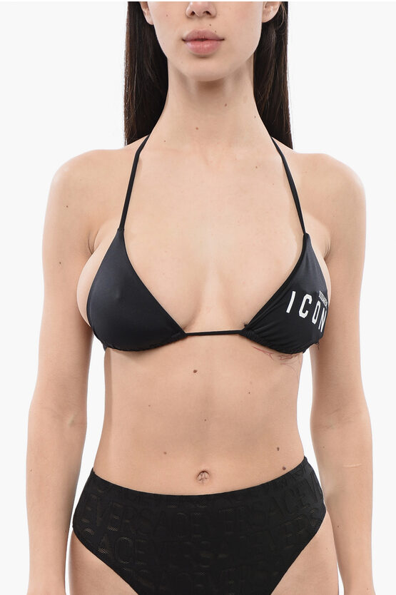 DSQUARED2 BIKINI TOP WITH PRINTED LOGO