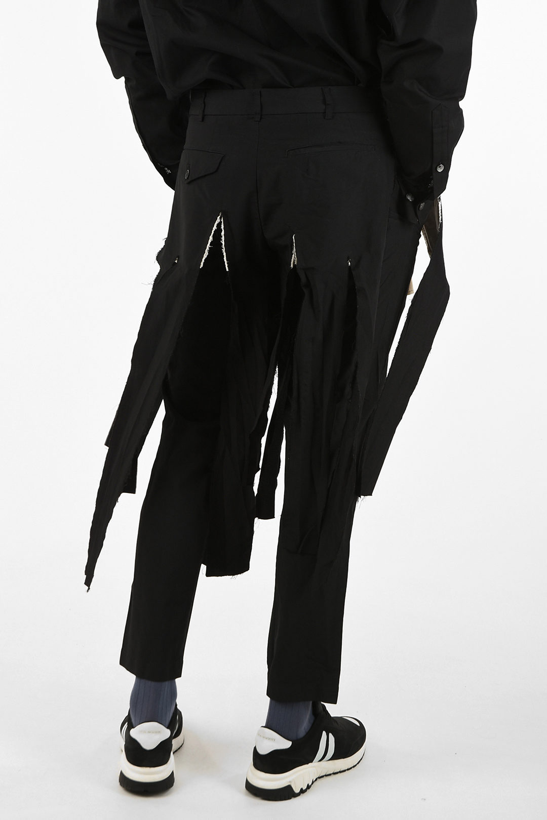 Residence Bungalow Sister Comme Des Garçons BLACK Cotton Distressed Tailored Pants unisex men women -  Glamood Outlet