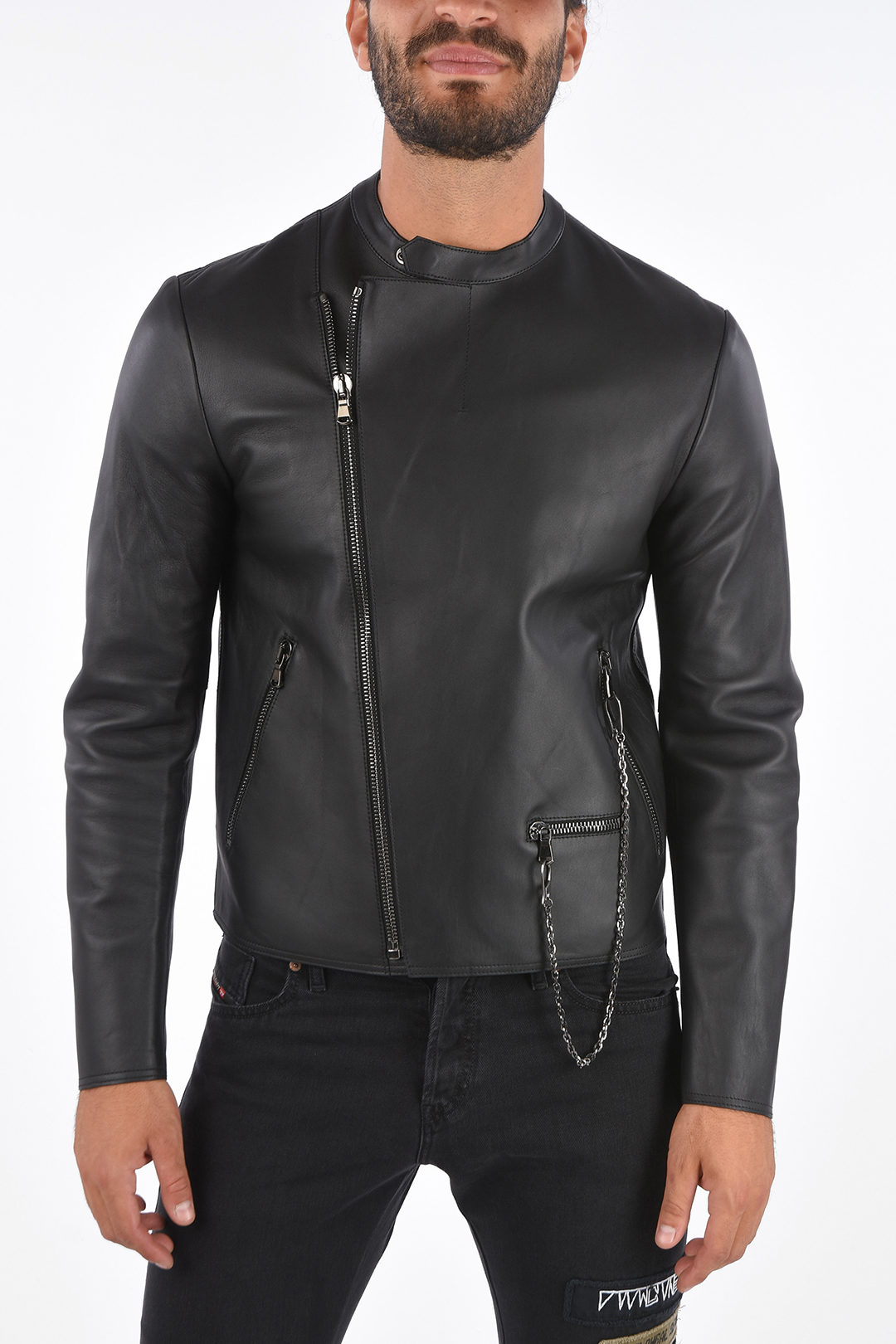 Diesel black shop gold jacket leather