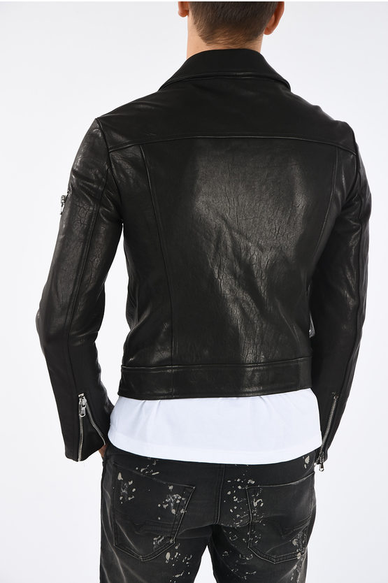 Diesel BLACK GOLD Leather L-PERF Jacket with Pins men