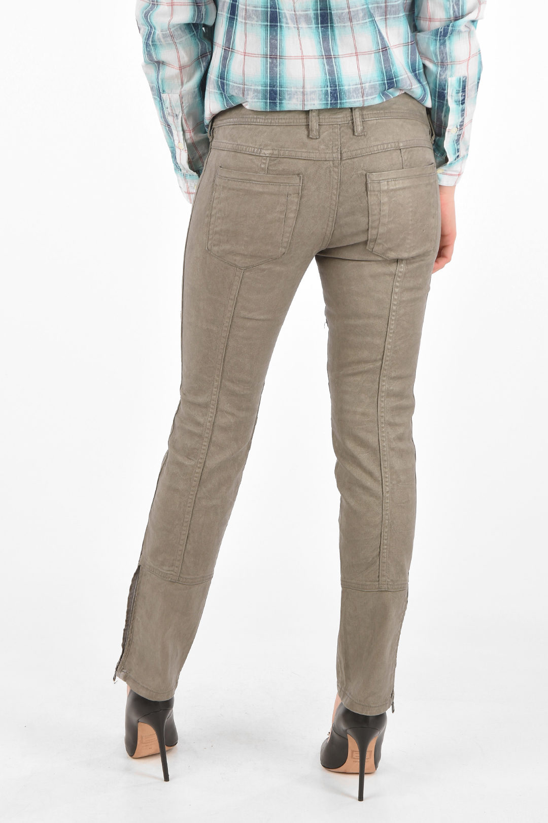 Diesel BLACK GOLD waxed cotton PERKI jeans with ankle zip women