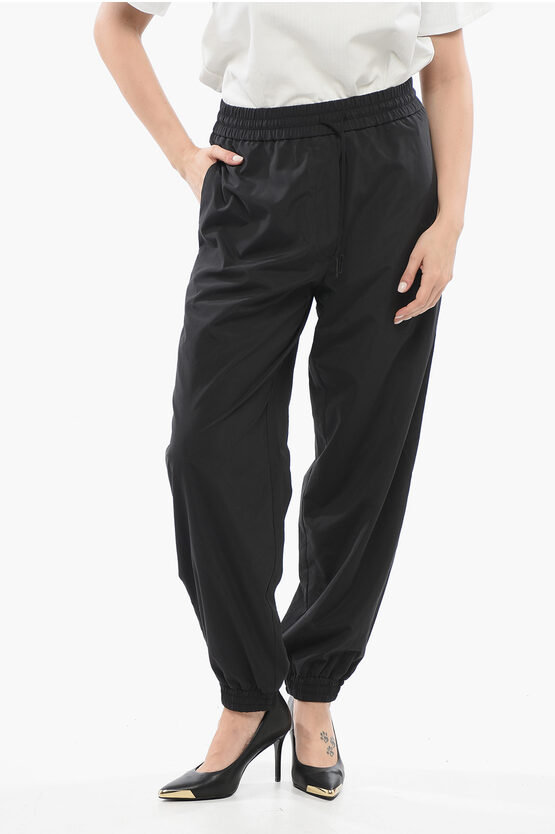 MONCLER BLACK MATT TON-SUR-TON LOGOED JOGGERS
