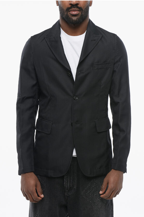 Comme Des Garçons Black Slim Fit Blazer With Flap Pockets