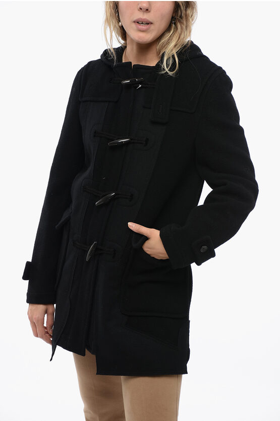 Comme Des Garçons Black Wool Coat With Alamari Fastening