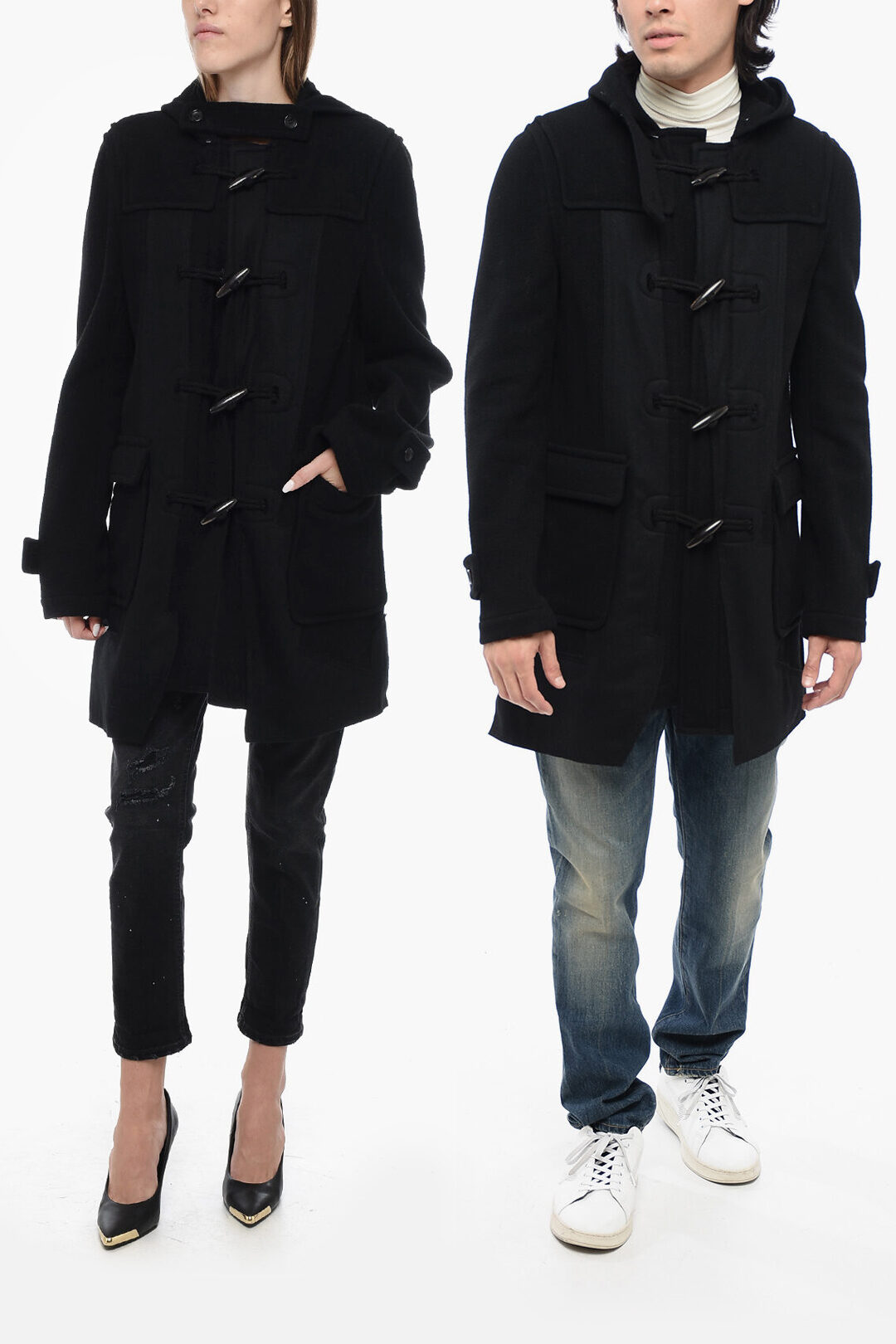 Black wool duffle coat on sale