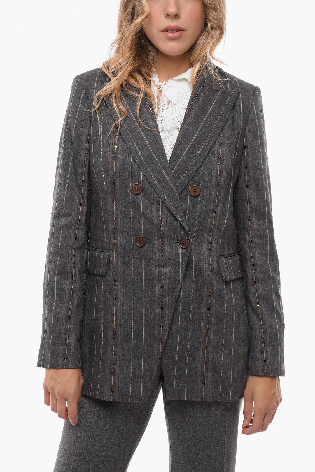 Brunello Cucinelli Blazer Doppiopetto in Misto Lino con