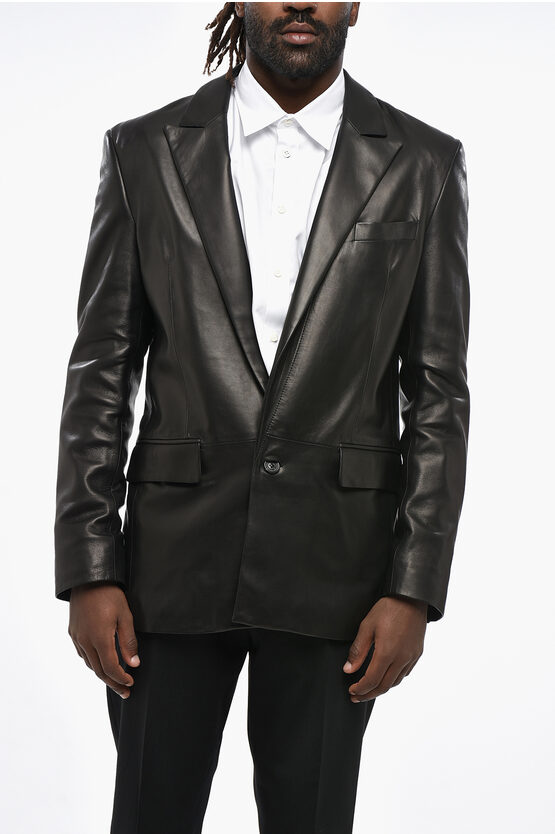 Dsquared2 Blazer Fit Leather Jacket In Black