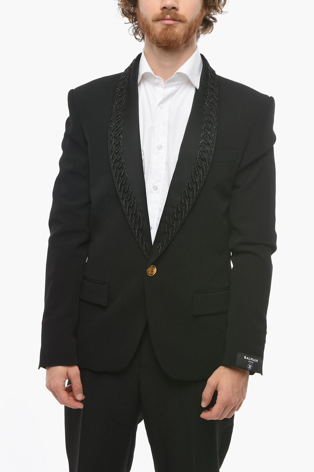 Balmain Blazer with Decorative Collar and Flapped Pockets men