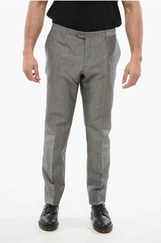 Corneliani Blended Linen Bouclè Effect Pants With Four Pockets