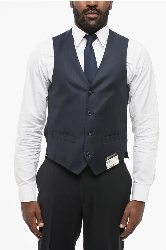 Corneliani Blended Silk Vest With Slit Pocket In Blue