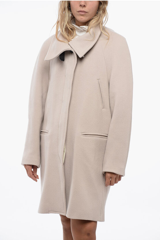 Isabel Marant Blended Virgin Wool Coat With Buckle Detailed Collar In Neutral