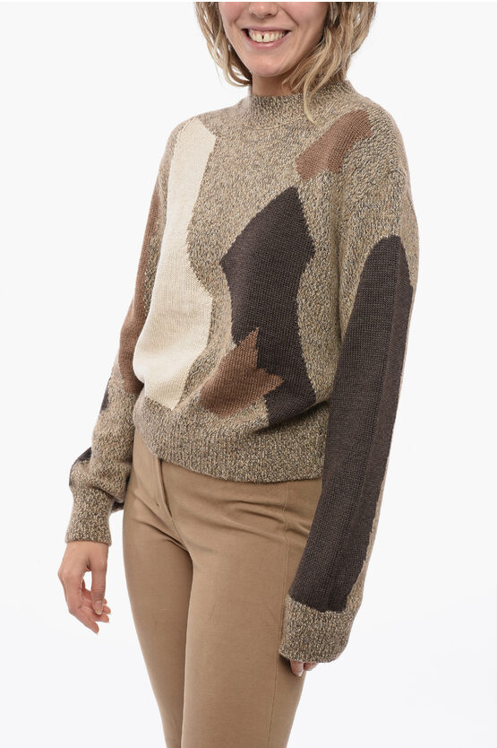 Moschino Blended Wool Pullover With Geometric Pattern