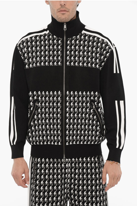 Shop Neil Barrett Blouson Fit Embroidered Sweater