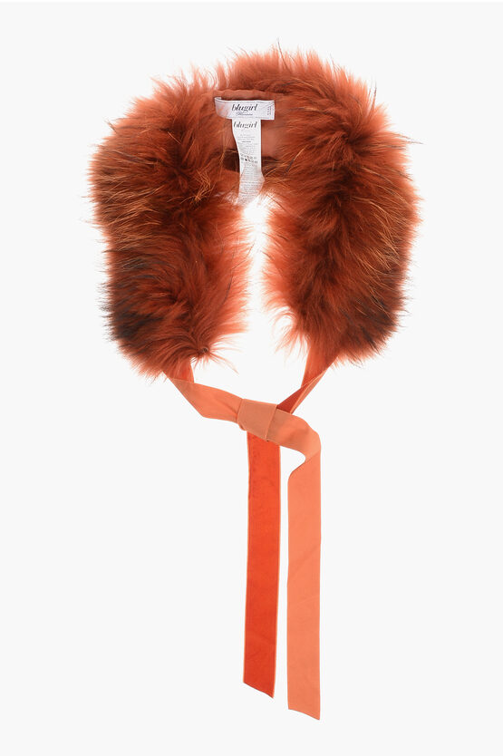Blumarine Blugirl Fox Fur Stole With Velour Tapes In Orange