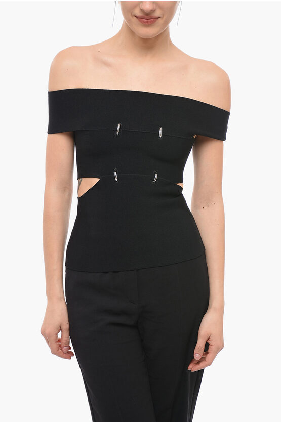 Shop Alexander Mcqueen Boat Neck Top With Cut Out Detail