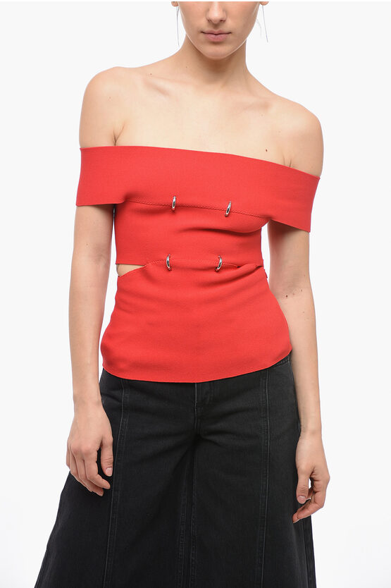 Shop Alexander Mcqueen Boat Neck Top With Cut Out Detail