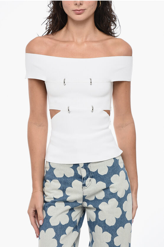 Shop Alexander Mcqueen Boat Neck Top With Cut Out Detail