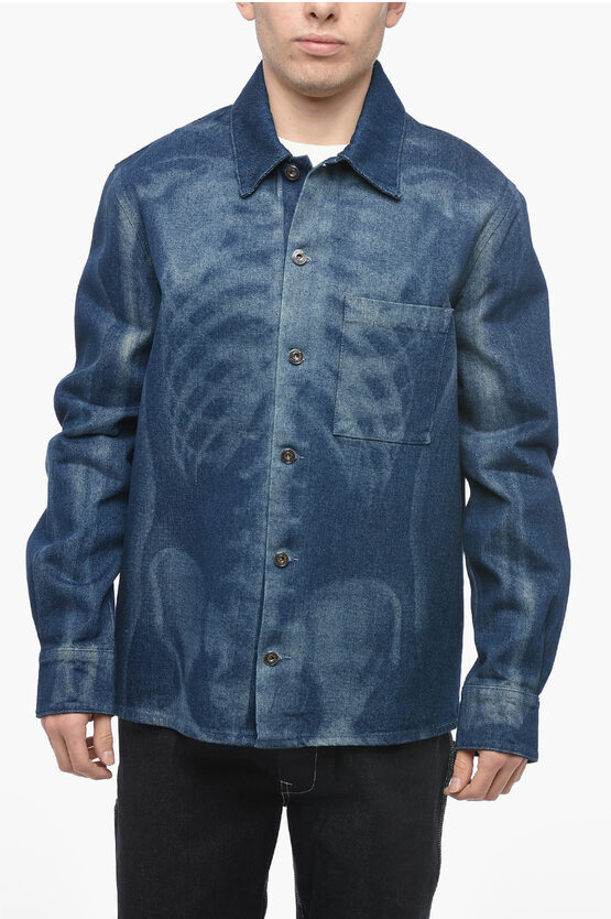 Shop Off-white Body Scan Denim Jacket With Oversized Fit