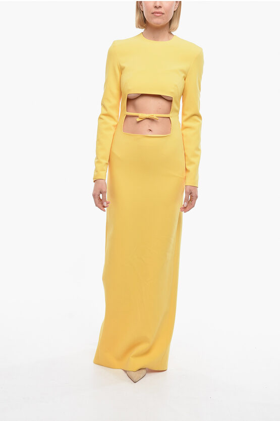 Monot Bodycon Maxi Dress With Cut-out Detail And Split-hem On The In Yellow