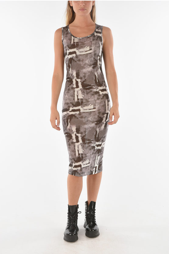 Ixos Bodycon Monopoli Midi Dress With Abstract Pattern In Gray