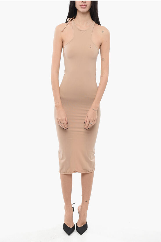 ANDREÄDAMO BODYCON SHEATH MIDI DRESS WITH BACK SLIT