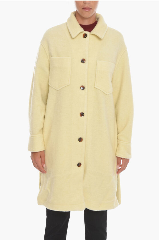 Samsoe & Samsoe Boiled Wool Blend Diora Coat In Yellow
