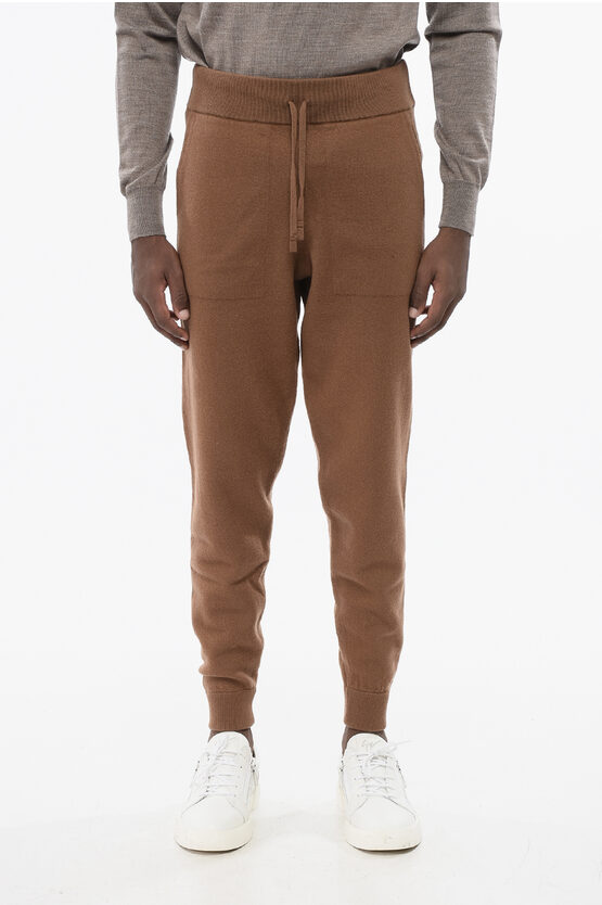 Altea Boiled Wool Sweatpants With Cuffs In Brown