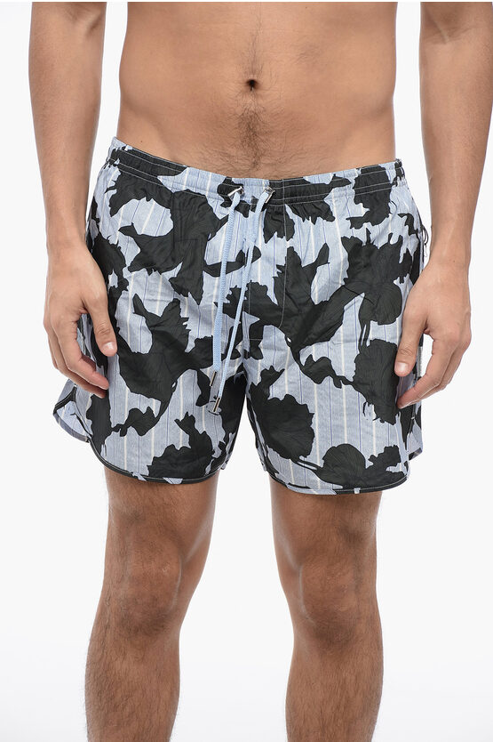 Shop Neil Barrett Bold Flowers Swim Shorts