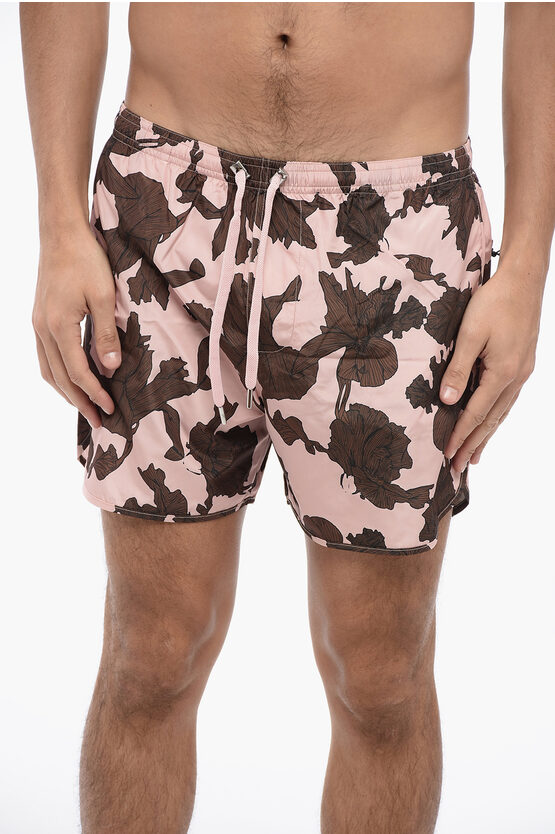 Shop Neil Barrett Bold Flowers Swim Shorts