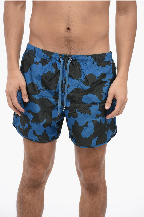 Neil Barrett Floral-print Drawstring Swim Shorts