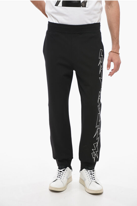 Neil Barrett Bolts Joggers With Contrasting Embroidery In Black