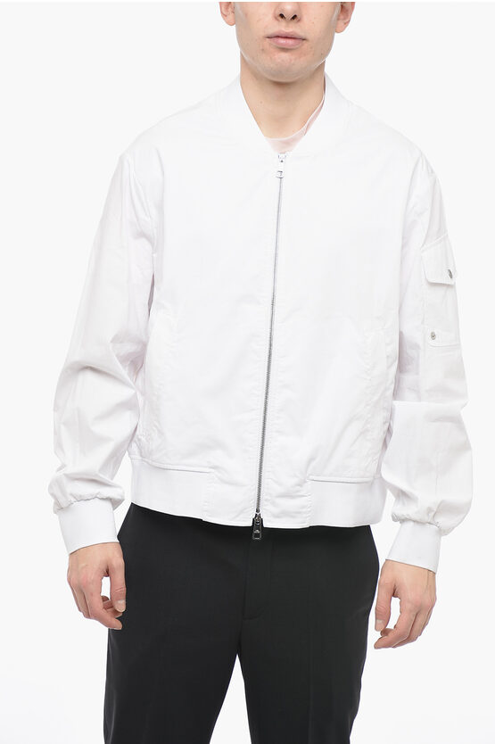 Neil Barrett Bomber Design Popeline Shirt With Front Zip In White