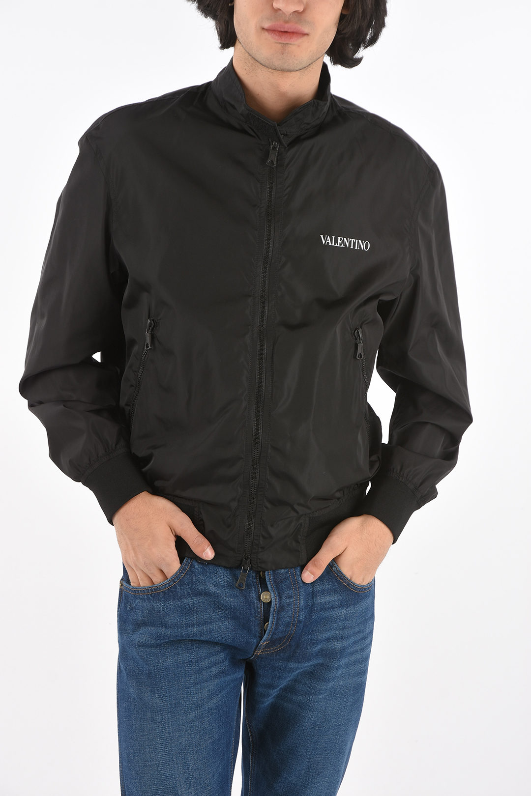 Valentino Bomber in Nylon con Collo con Chiusira in Velcro uomo