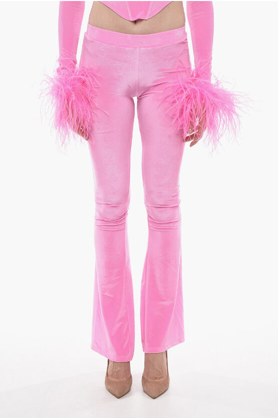 Adriana Hot Couture Boot Cut Chenille Pants With Side Logo In Pink