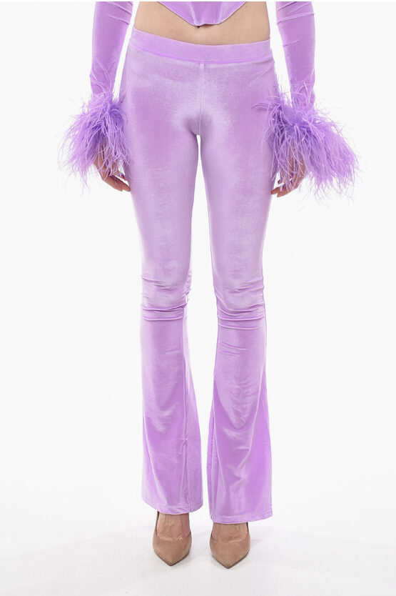 Adriana Hot Couture Boot Cut Chenille Pants With Side Logo In Purple