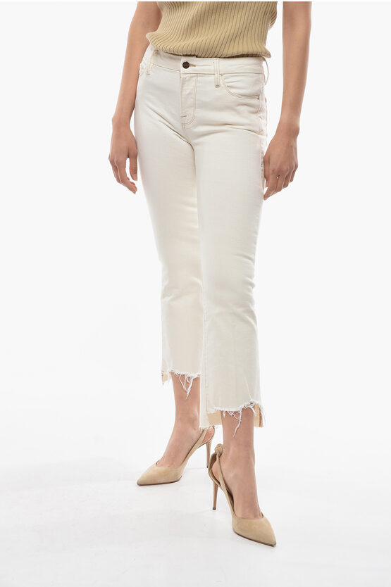 Frame Boot Cut Jeans With Frayed Hem 18cm In White