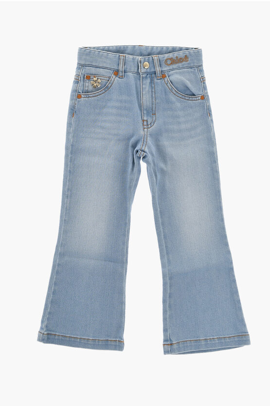 CHLOÉ BOOT CUT JEANS WITH GOLDEN EFFECT DETAILS 