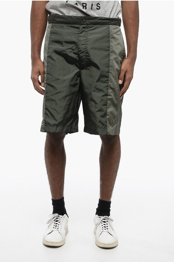 Moncler Born To Protect Nylon Shorts With Breathable Inserts In Gray