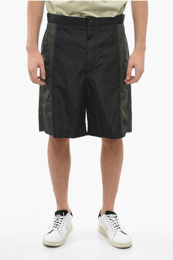 Moncler Born To Protect Perforated Insert Nylon Shorts In Green