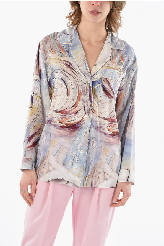 Alexander Mcqueen Bosch Printed Silk Pijama Shirt In Multi