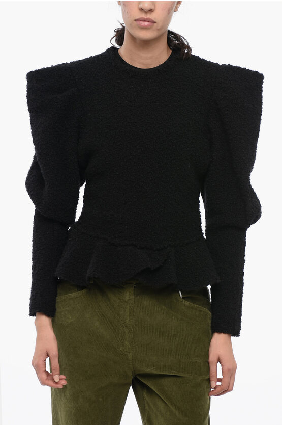 Shop Isabel Marant Boucle Draped Pullover With Flounced Hem