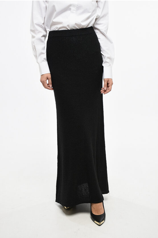 Totême Boucle' Flared Maxi Skirt With Drawstring Waist Grösse M In Black