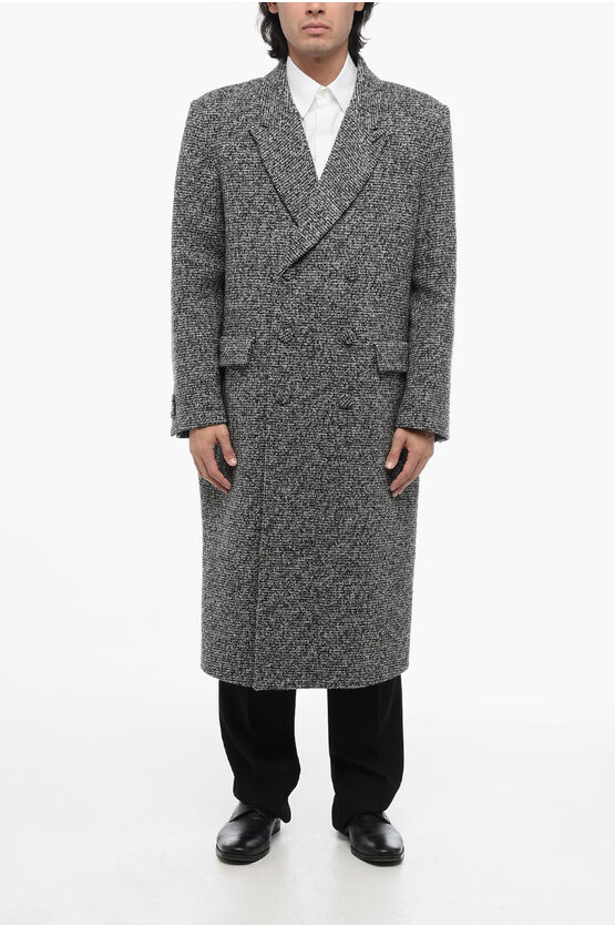 VALENTINO BOUCLE WOOL DOUBLE BREASTED COAT 