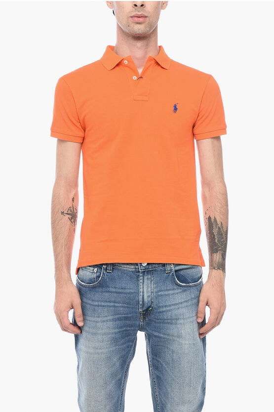 Polo Ralph Lauren Bouclè Cotton Slim Fit Polo In Orange