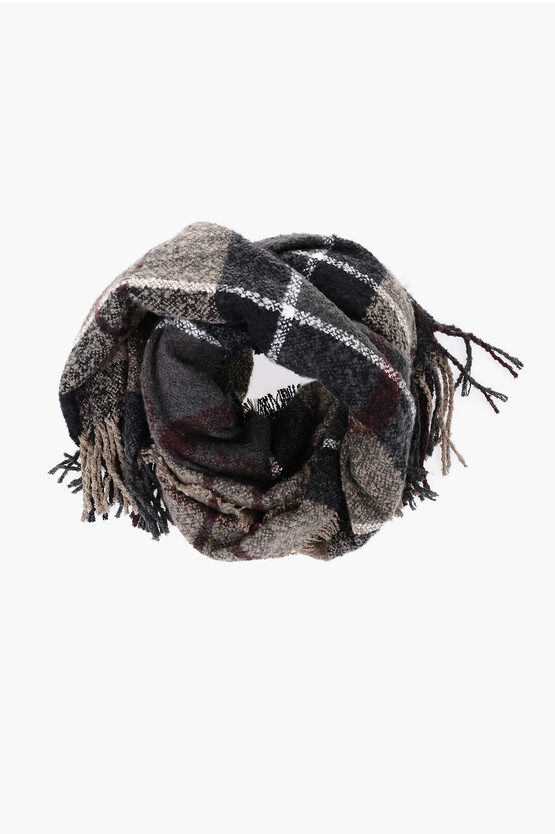 Barbour Bouclè Fabric Tartan Motif Scarf With Fringes In Multi