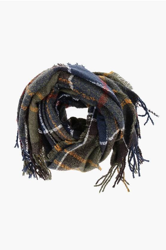 Barbour Bouclè Fabric Tartan Motif Scarf With Fringes In Multi