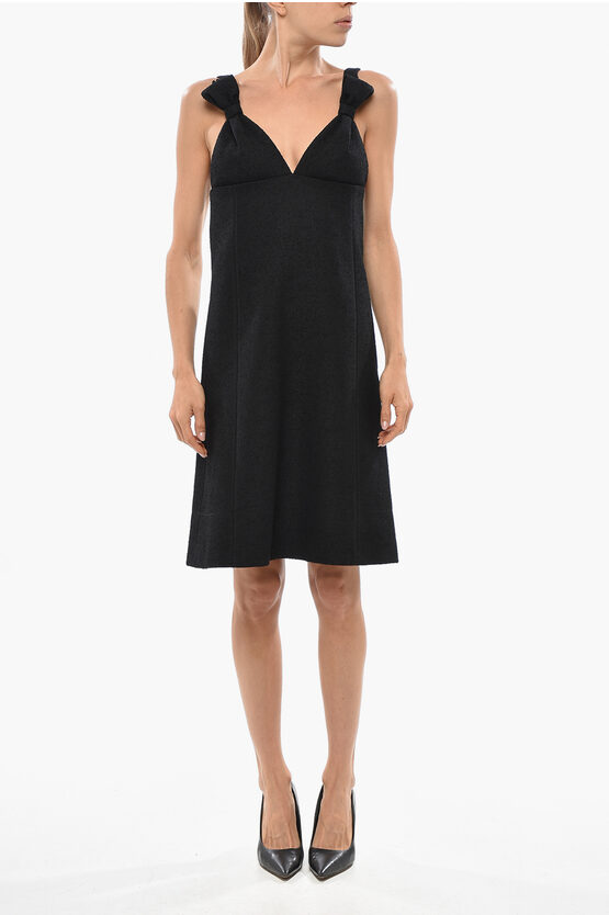 Dior Bouclè Wool Blend Slip Dress In Black