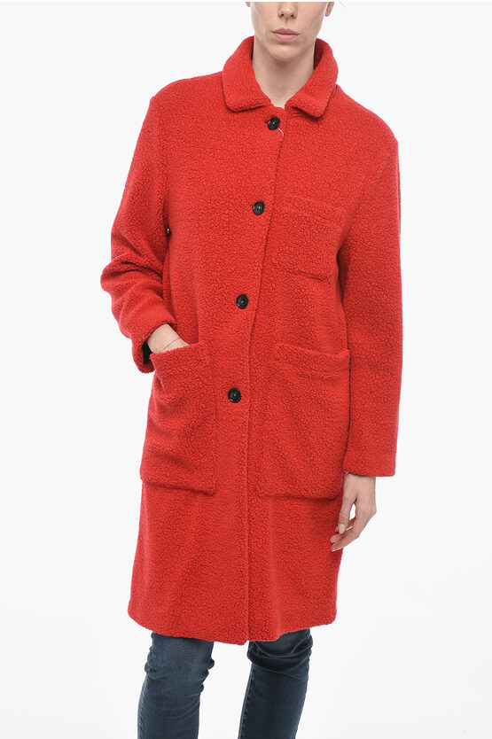 Woolrich Bouclè Wool Hazelton Coat In Red