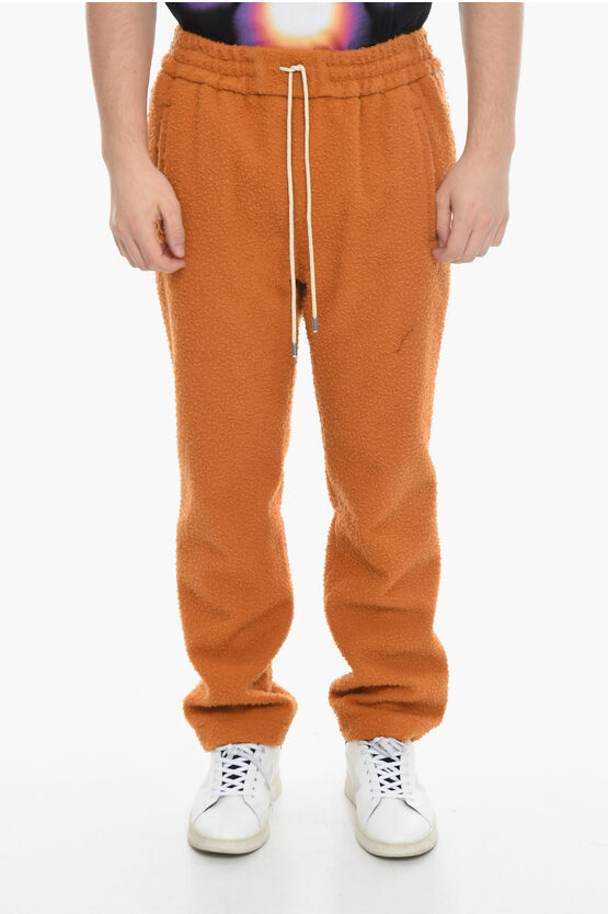Just Don Bouclè Wool Trousers With Contrasting Side Band In Orange